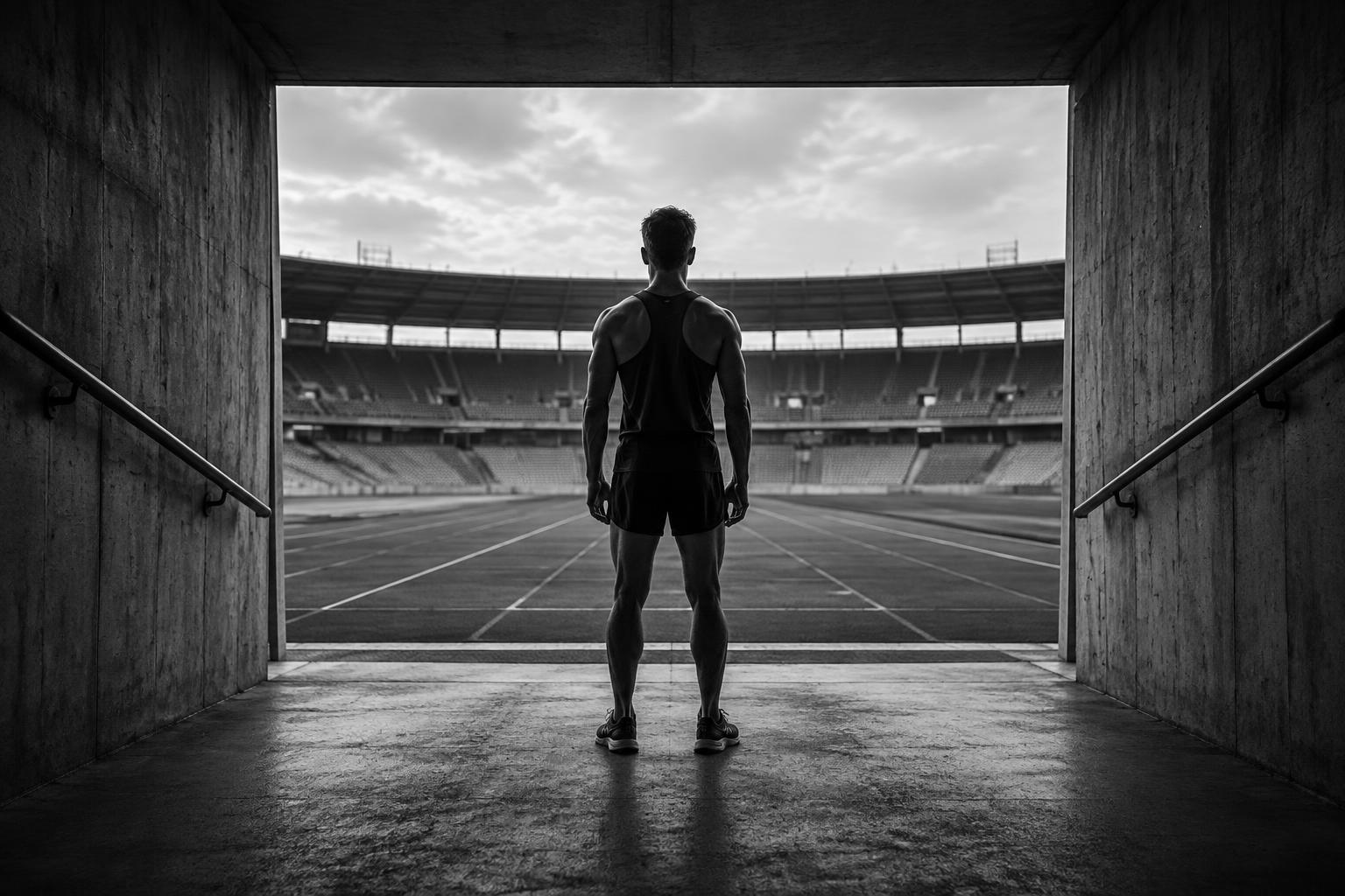 The solitary moment before an athlete enters the stadium